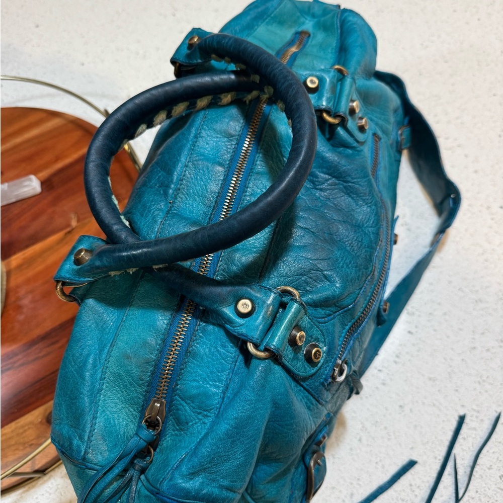 Balenciaga Twiggy Motorcycle Bag – Turquoise Chevre Leather – Authentic RARE - Picture 7 of 16